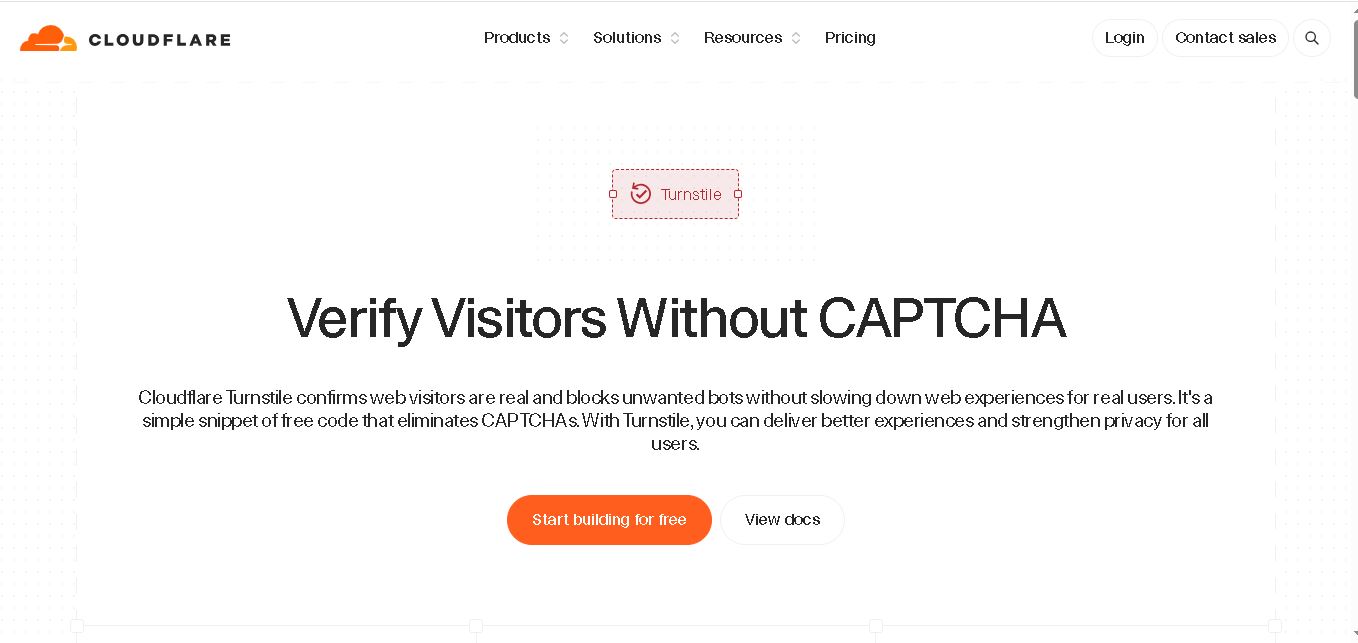Cloudflare Turnstile preview