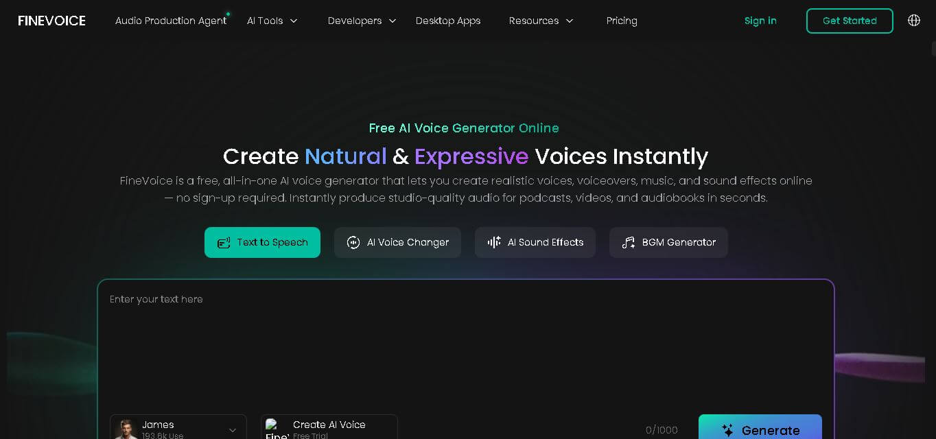 FineVoice AI preview