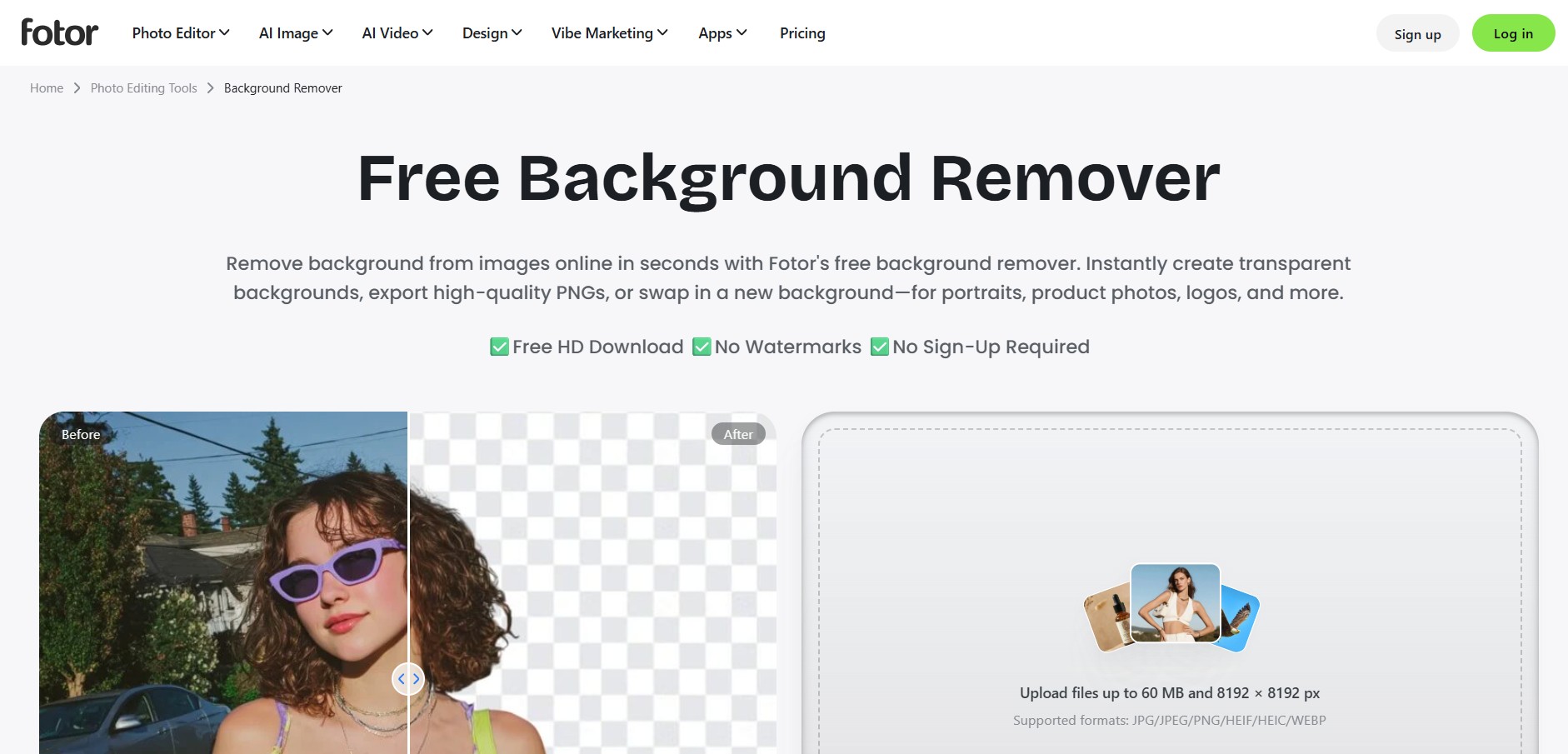 Fotor Background Remover preview
