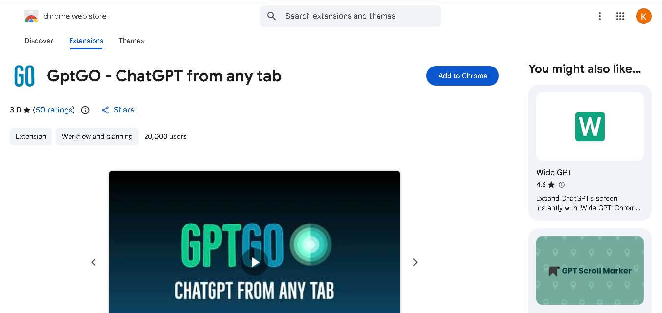 GPTGO - Chrome Extension preview