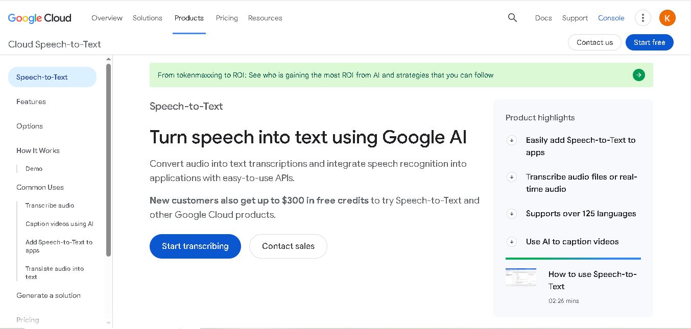 Google Cloud Speech-to-Text preview