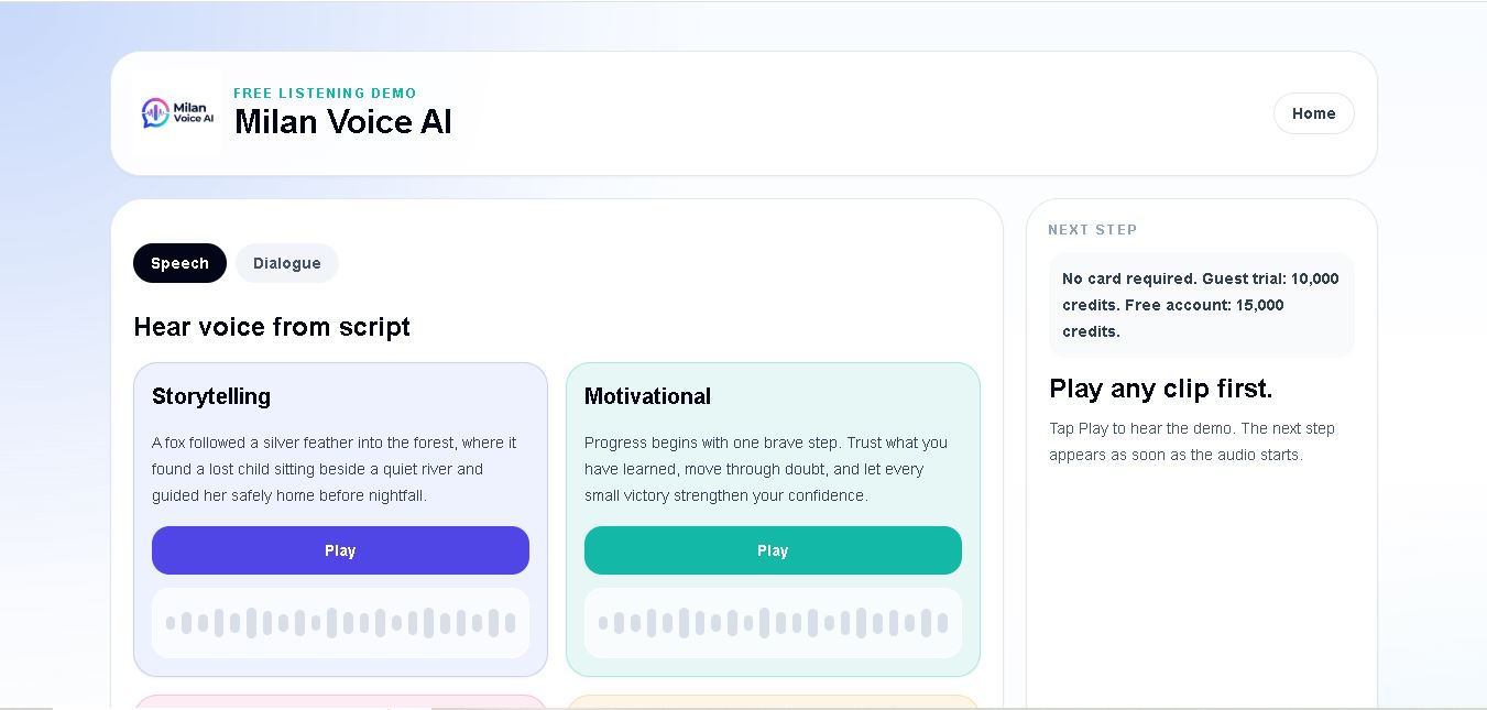 MilanVoice AI preview