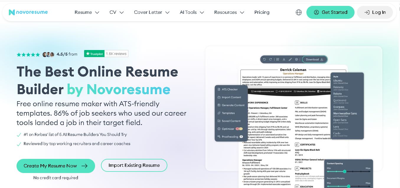 Novoresume preview