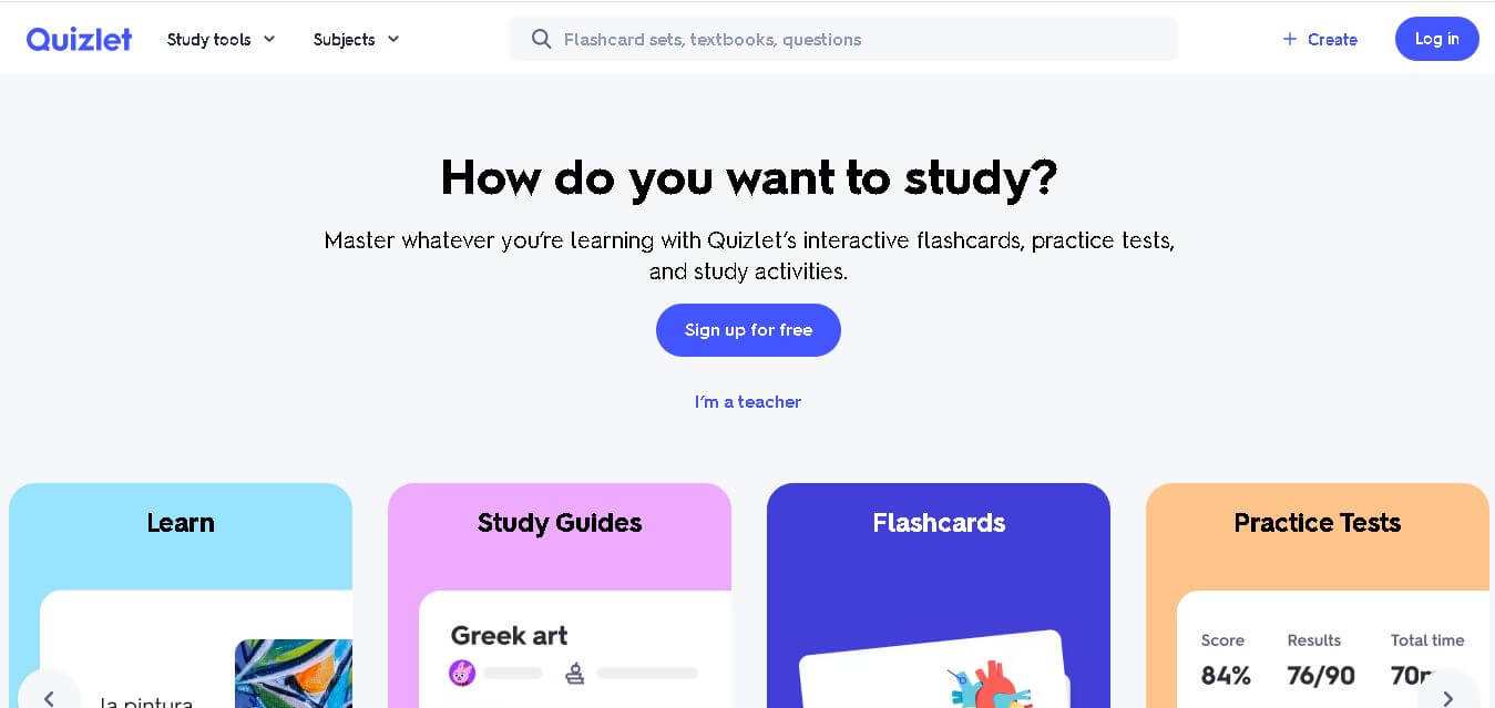 Quizlet preview