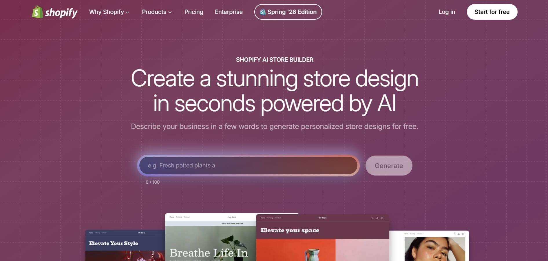 Shopify AI Store Builder preview