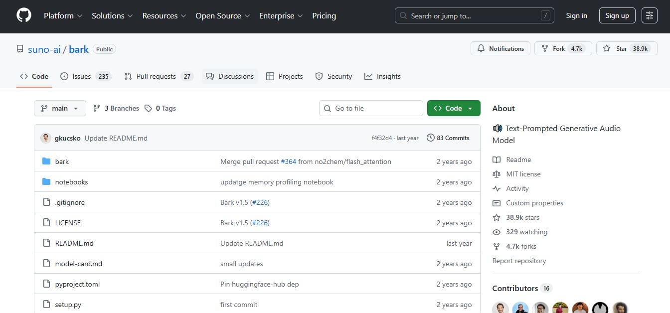 Suno AI Bark Preview