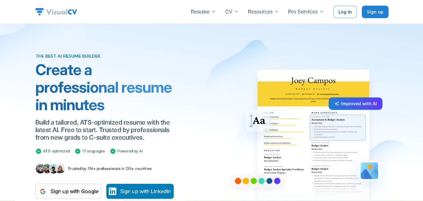 VisualCV preview