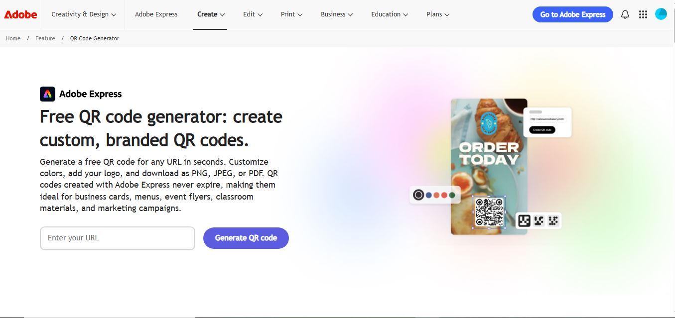 Adobe Express QR Code Generator preview