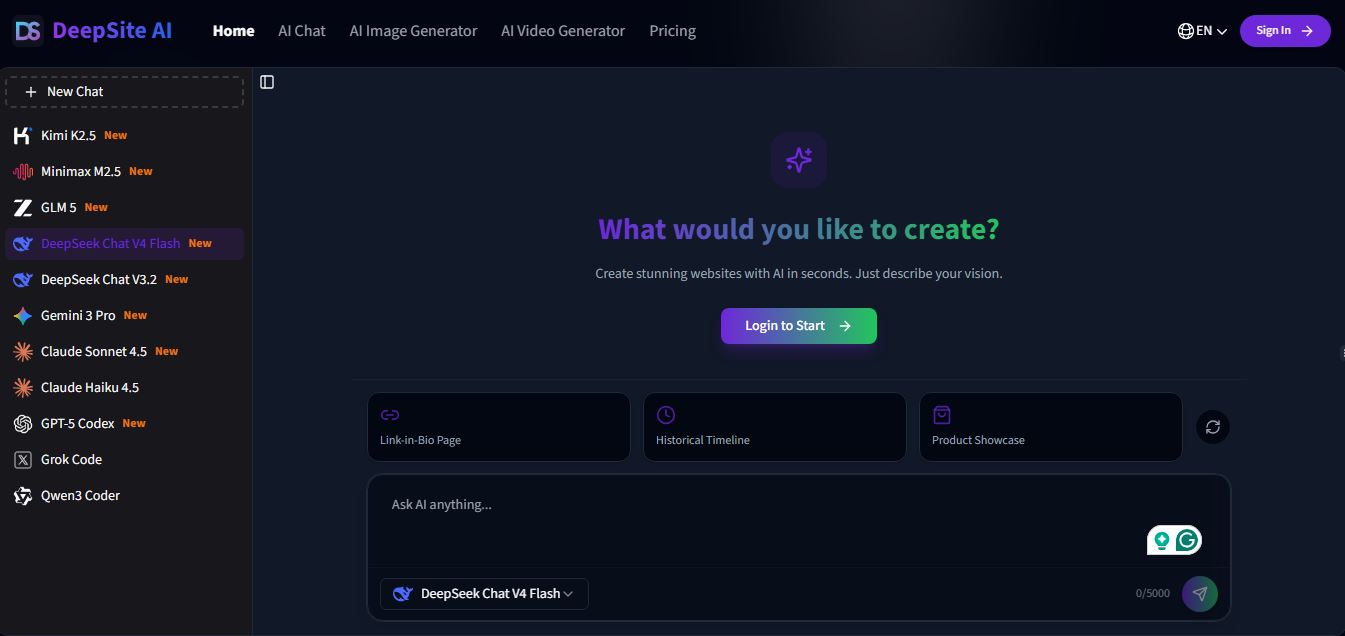 DeepSite AI preview