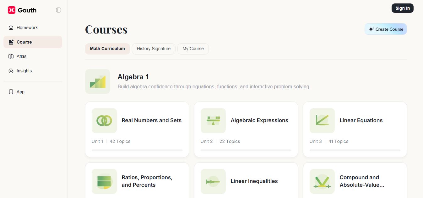 Gauth AI Courses preview