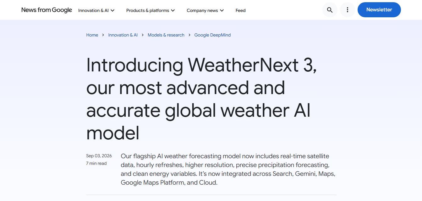 Google WeatherNext 3 preview