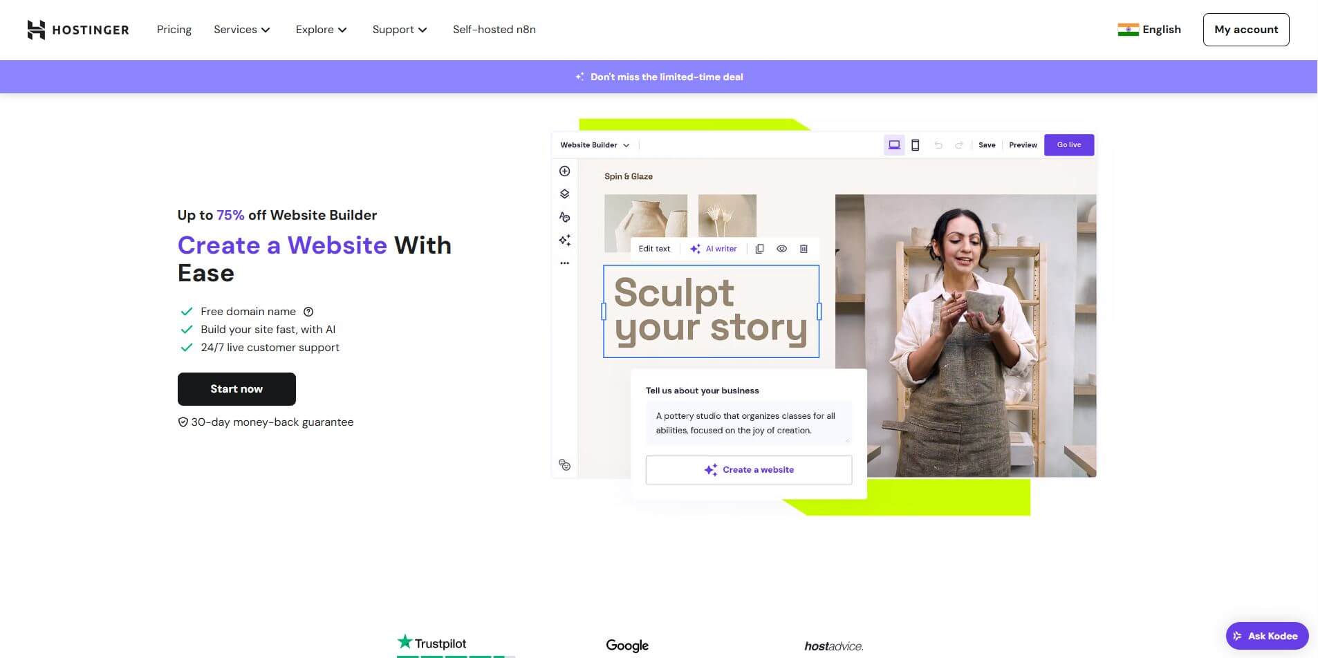 Hostinger AI Website Builder Preview
