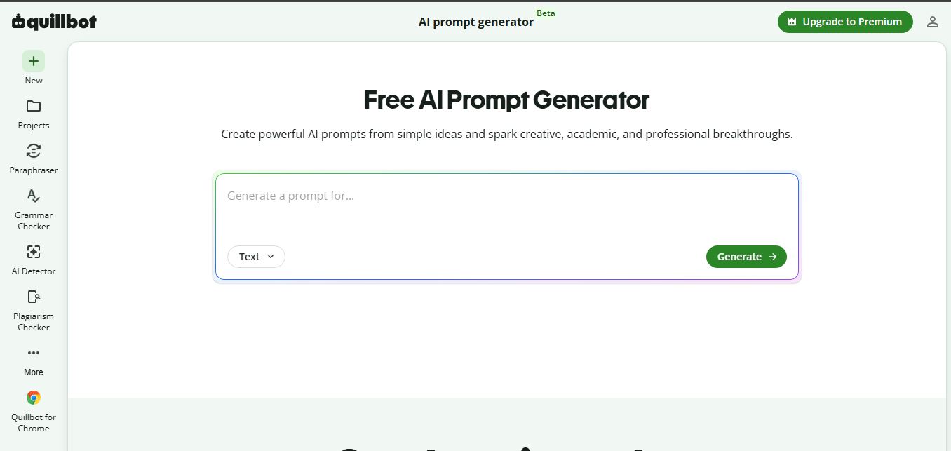 QuillBot AI Prompt Generator preview