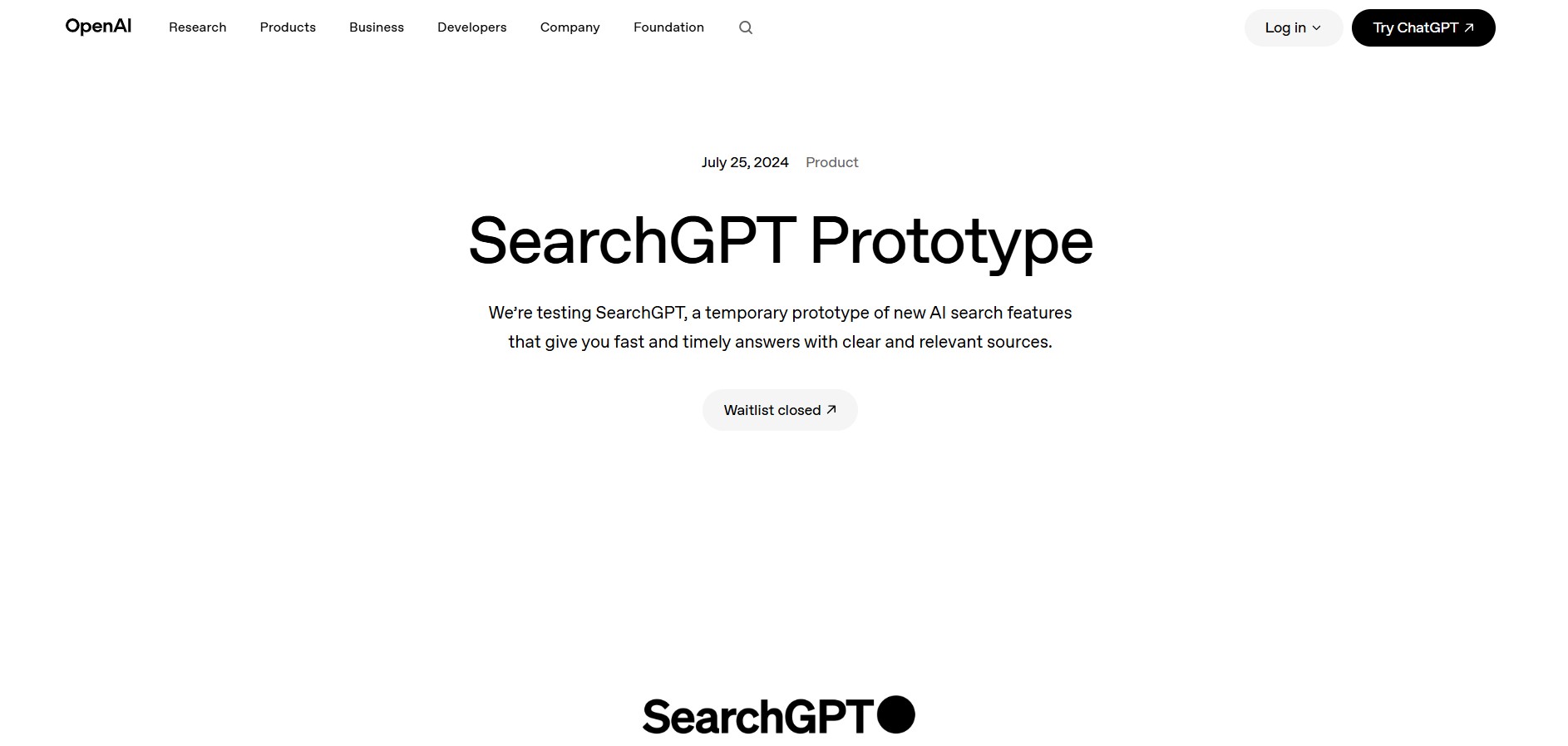 SearchGPT (ChatGPT Search) preview