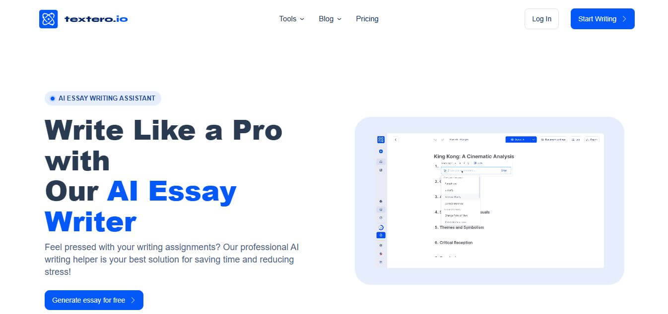 Textero AI Essay Writer Preview