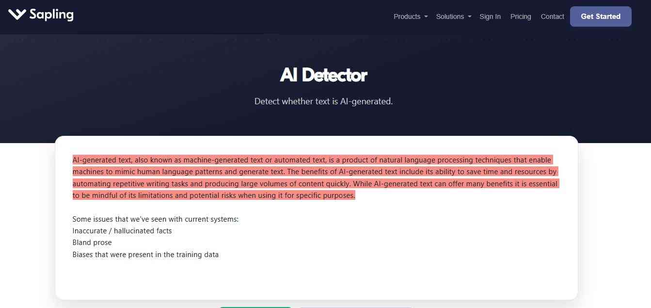 Sapling AI Detector